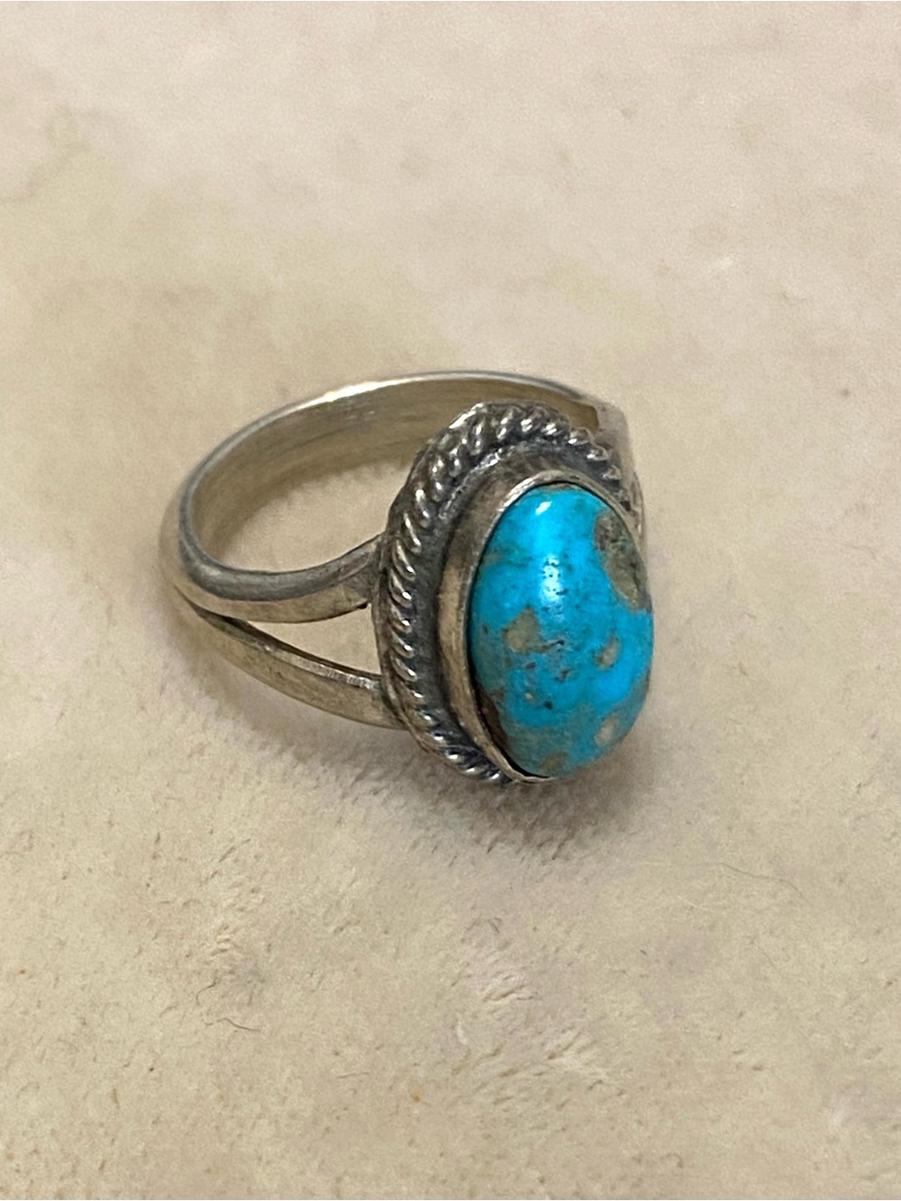Vintage Sterling Silver Turquoise Ring Size 4
